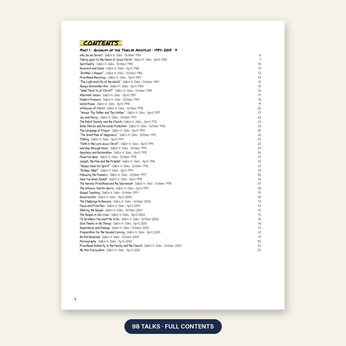 Good, Better, Best contents page