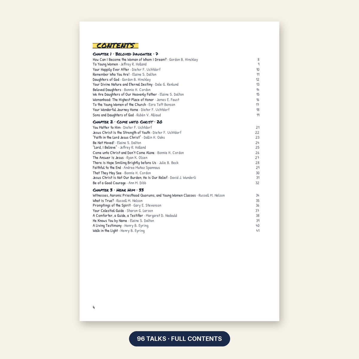 Daughters of God contents page