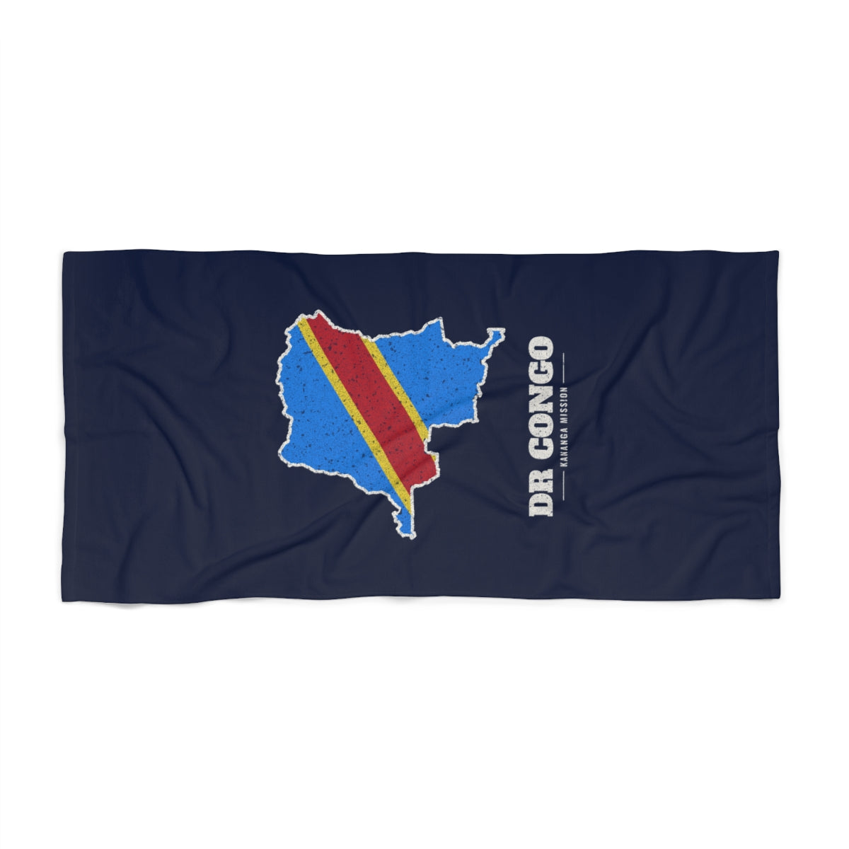 Democratic Republic of the Congo Kananga Mission flag map beach towel by Weak Things view 2