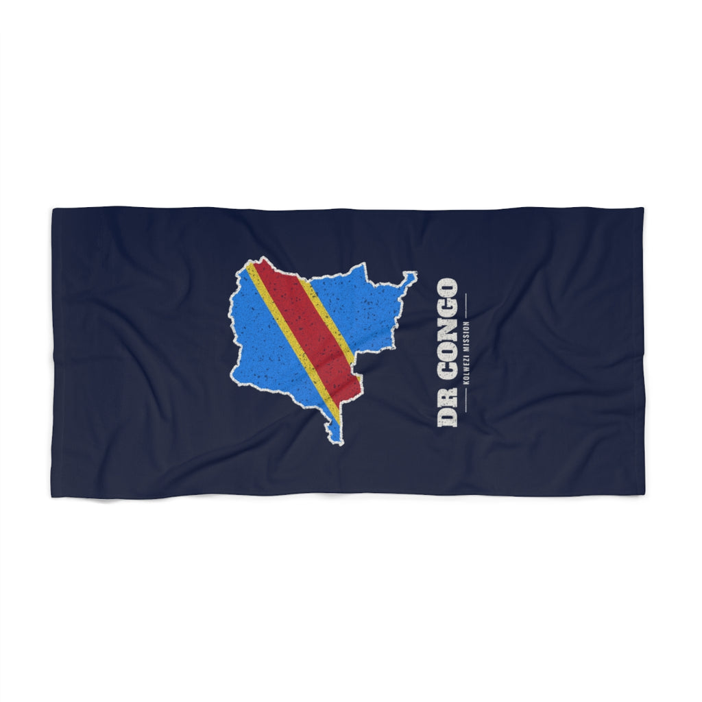 Democratic Republic of the Congo Kolwezi Mission flag map beach towel by Weak Things view 2