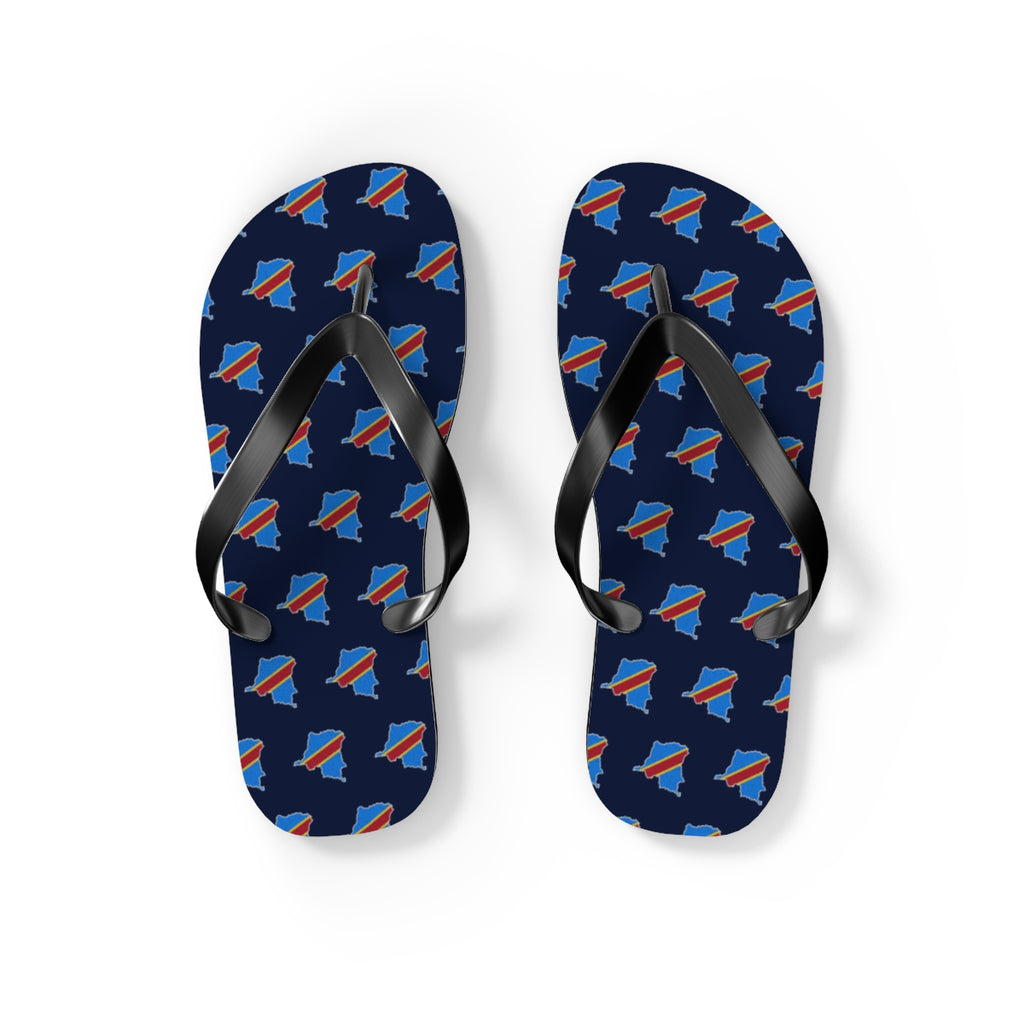 Democratic Republic of the Congo Mission flag map flip flops by Weak Things view 2