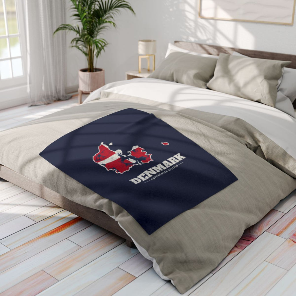 Denmark Copenhagen Mission flag map fleece blanket by Weak Things view 4