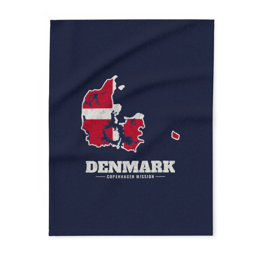 Denmark Copenhagen Mission flag map fleece blanket by Weak Things