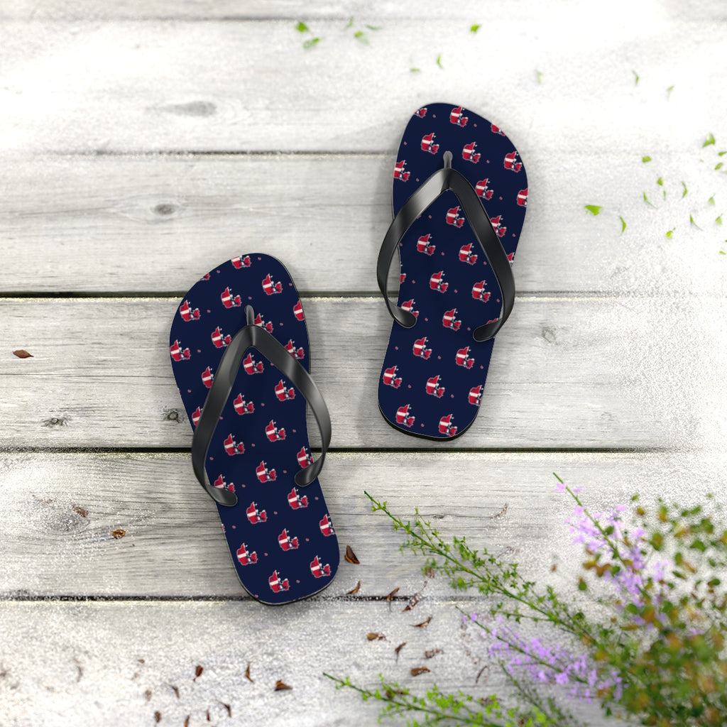 Denmark Mission flag map flip flops by Weak Things