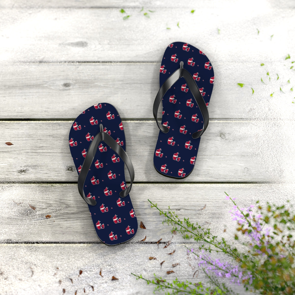 Denmark Mission flag map flip flops by Weak Things