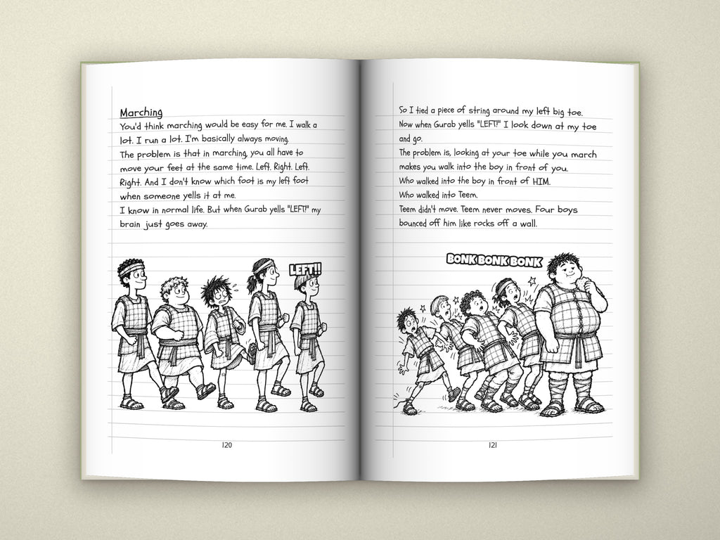 Diary of a Stripling Warrior Book 1 paperback open to pages 120–121