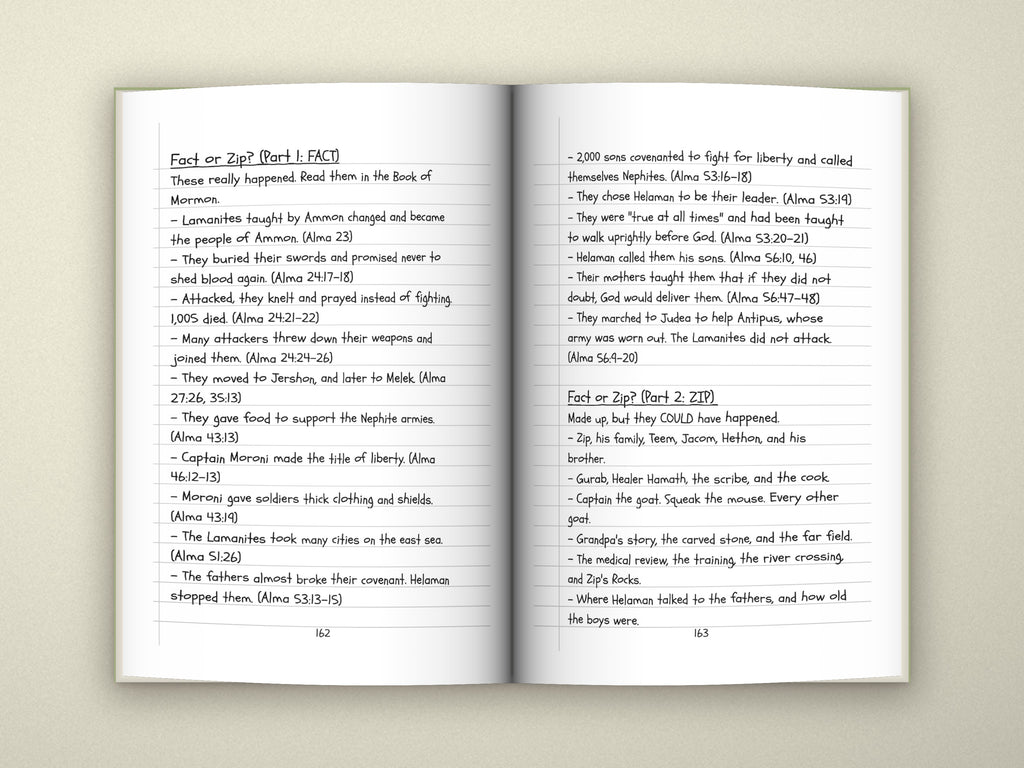 Diary of a Stripling Warrior Book 1 paperback open to pages 162–163