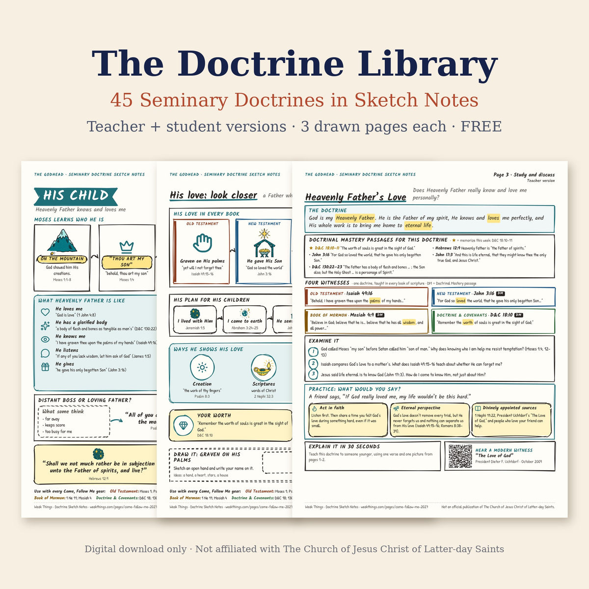 The Doctrine Library: 45 Seminary doctrines in sketch notes