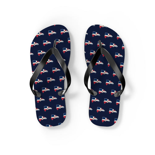 Dominican Republic Mission flag map flip flops by Weak Things view 2