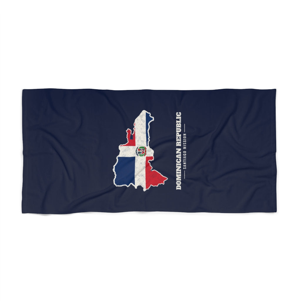 Dominican Republic Santiago Mission flag map beach towel by Weak Things view 2