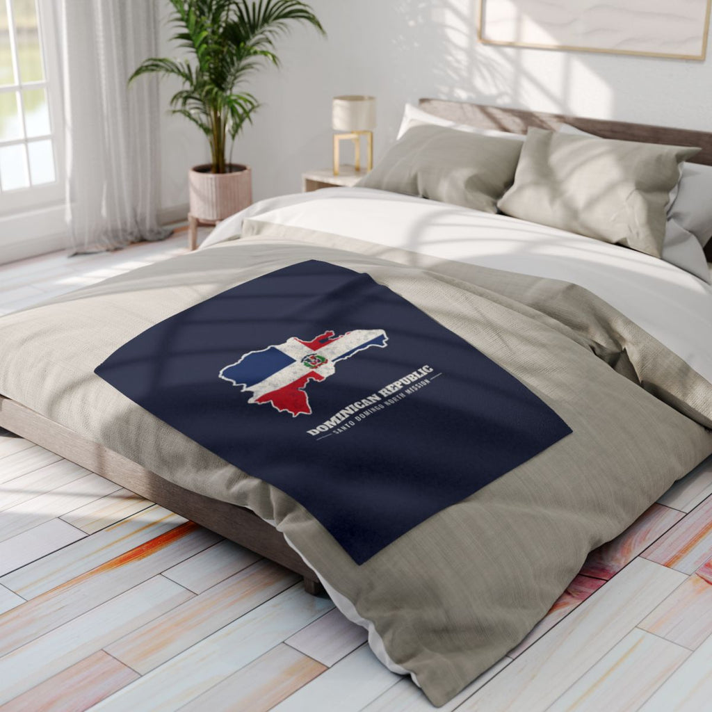 Dominican Republic Santo Domingo North Mission flag map fleece blanket by Weak Things view 4