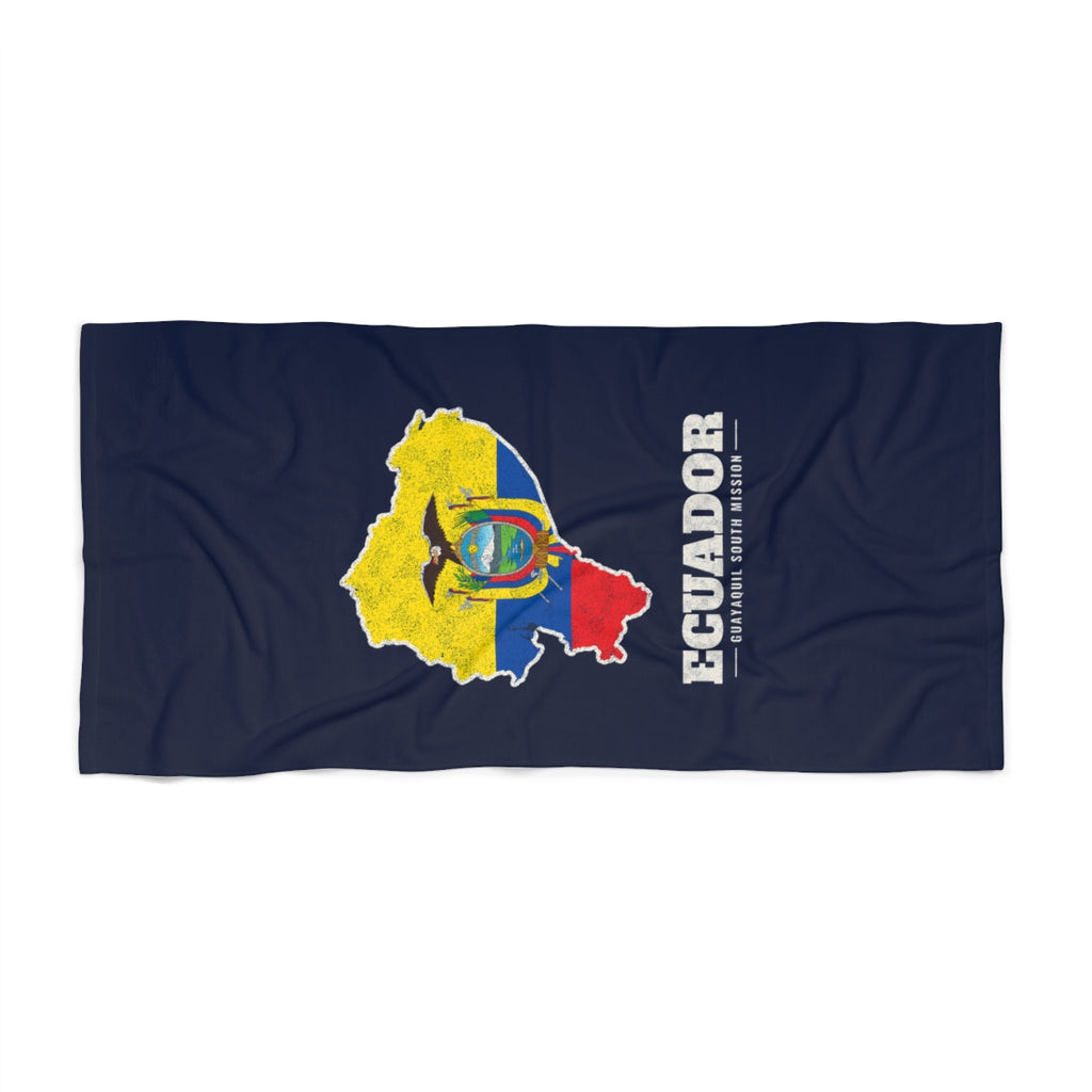 Ecuador Guayaquil South Mission flag map beach towel by Weak Things view 2