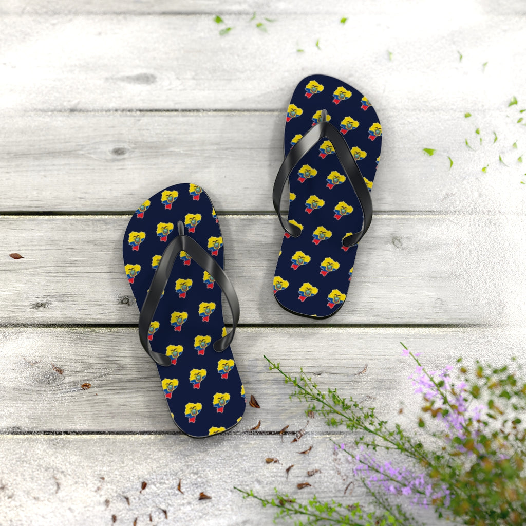 Ecuador Mission flag map flip flops by Weak Things