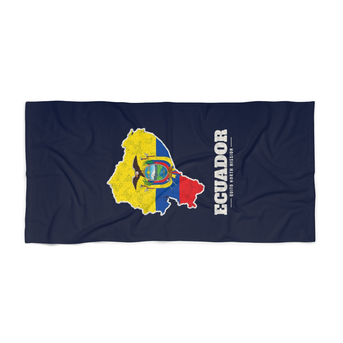 Ecuador Quito North Mission flag map beach towel by Weak Things view 2