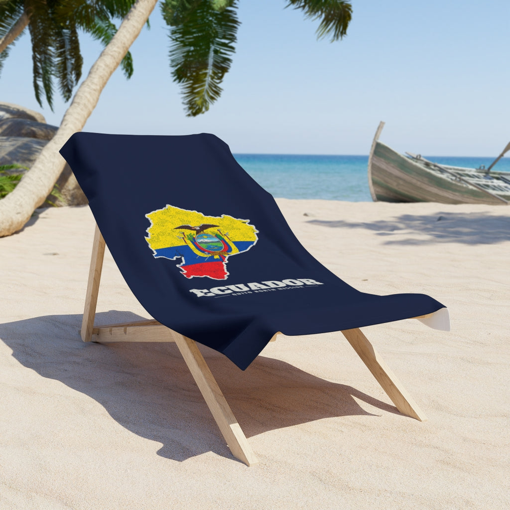 Ecuador Quito North Mission flag map beach towel by Weak Things