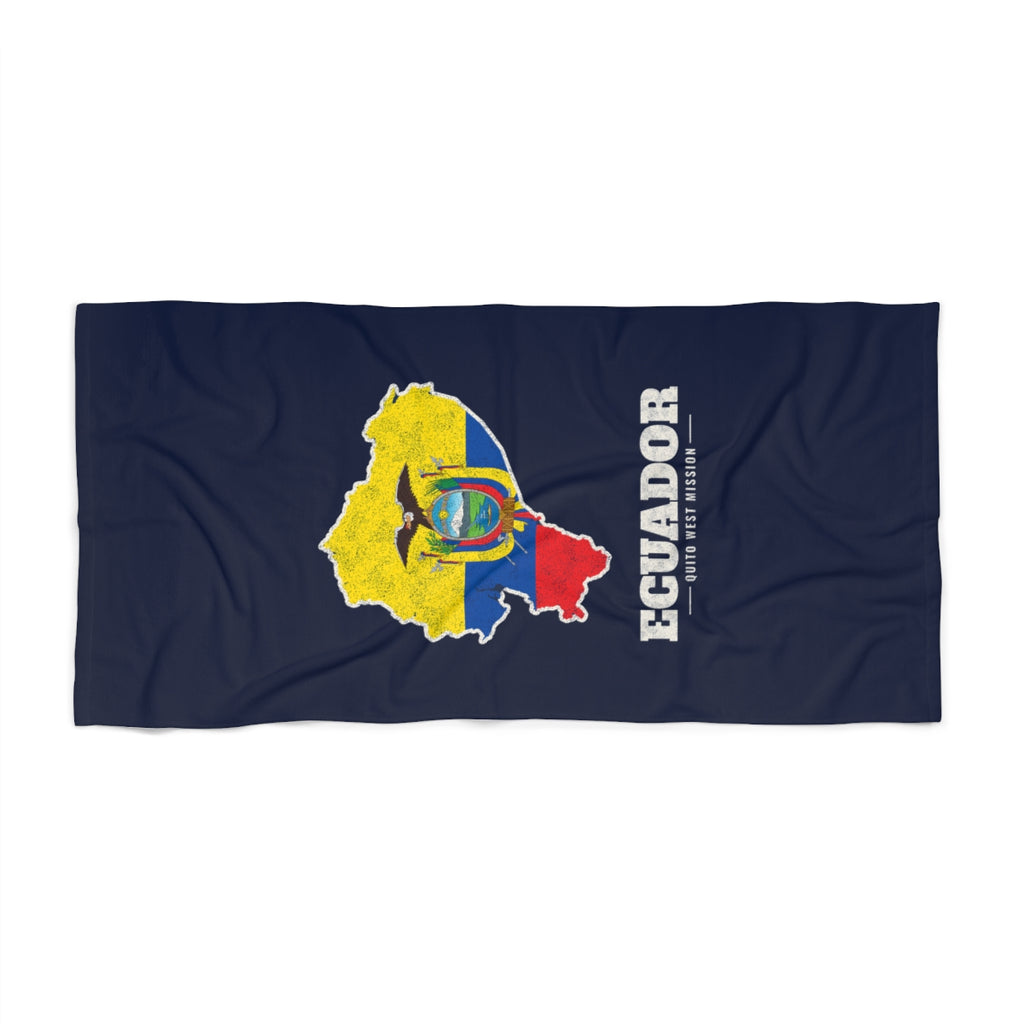 Ecuador Quito West Mission flag map beach towel by Weak Things view 2