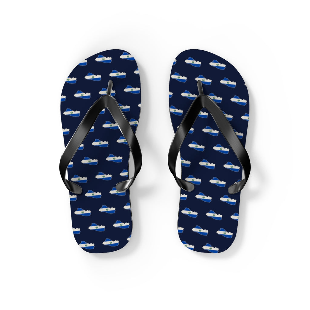 El Salvador Mission flag map flip flops by Weak Things view 2