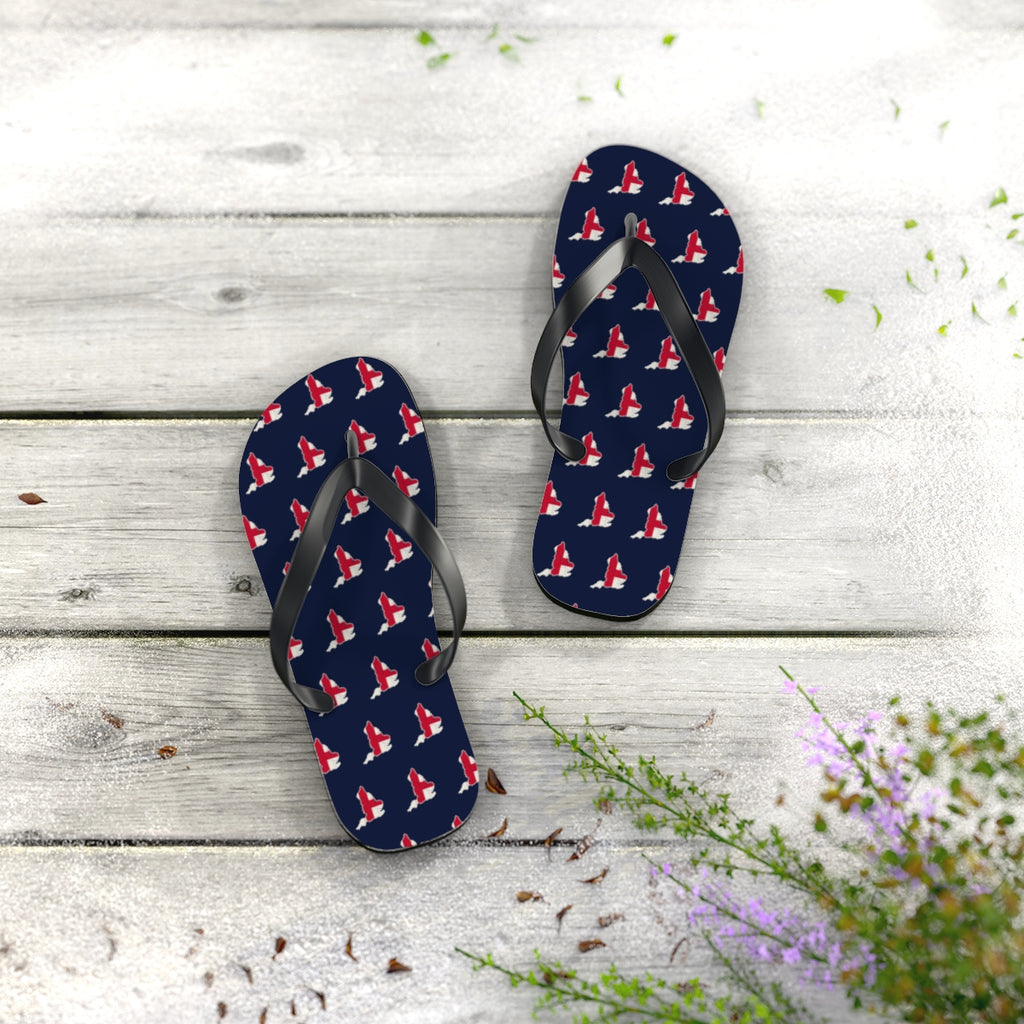 England Mission flag map flip flops by Weak Things