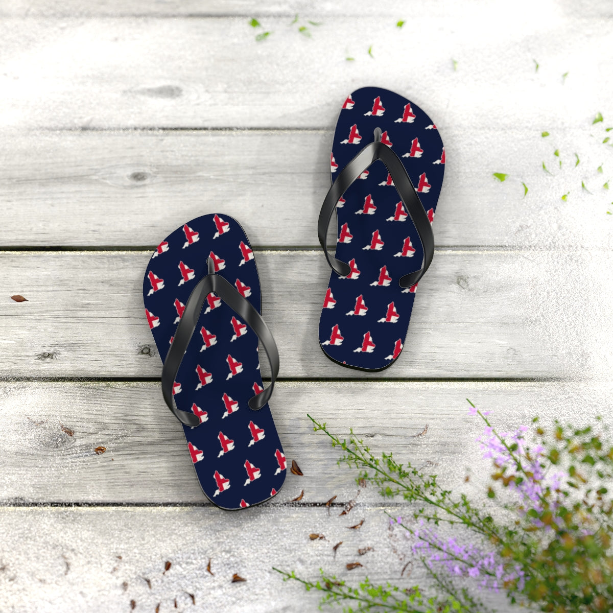 England Mission flag map flip flops by Weak Things