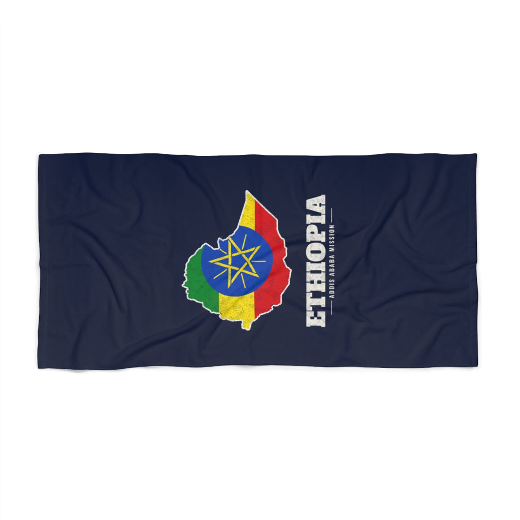Ethiopia Addis Ababa Mission flag map beach towel by Weak Things view 2