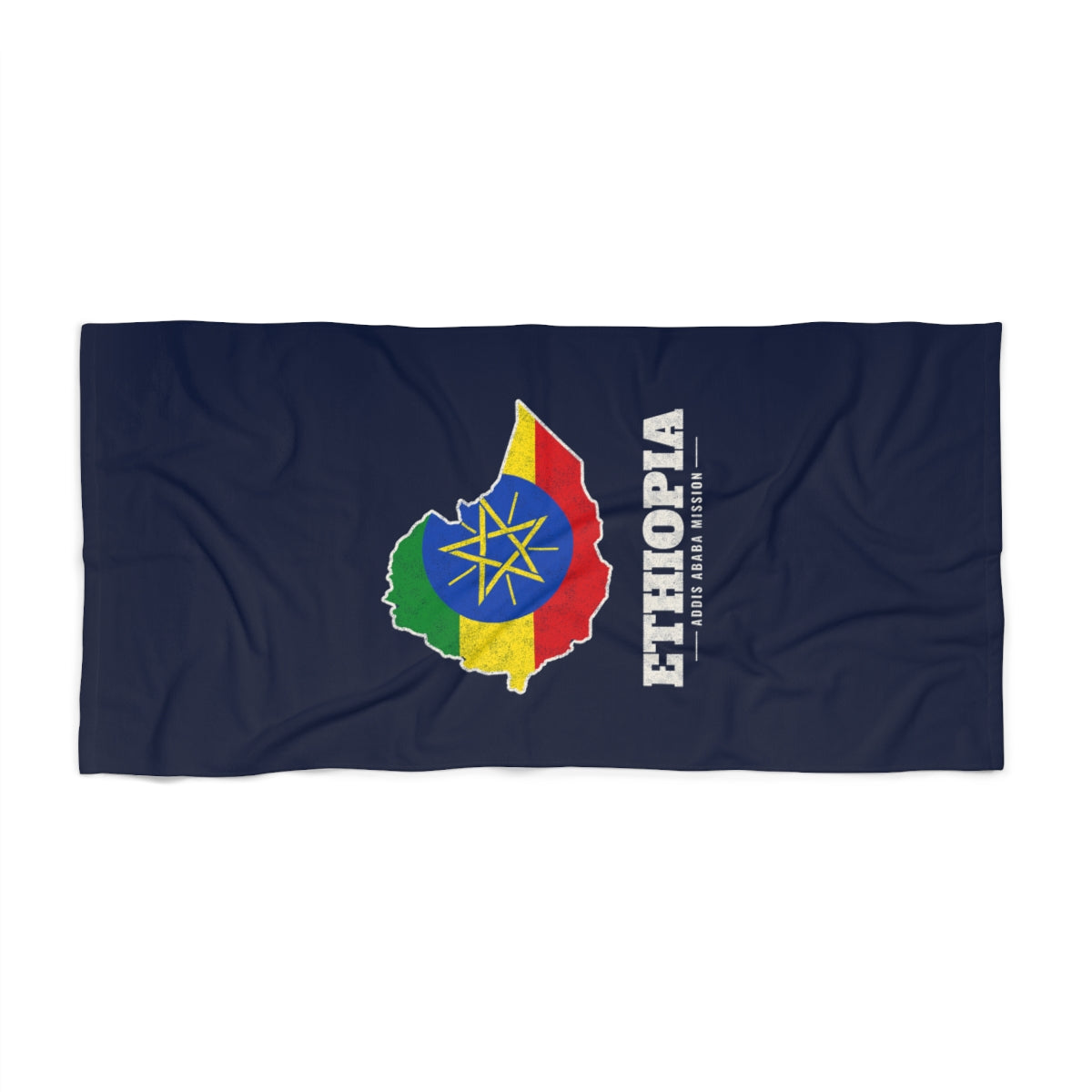 Ethiopia Addis Ababa Mission flag map beach towel by Weak Things view 2