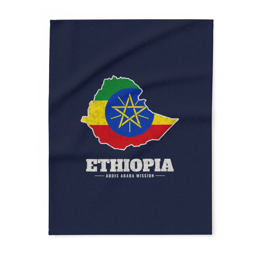 Ethiopia Addis Ababa Mission flag map fleece blanket by Weak Things