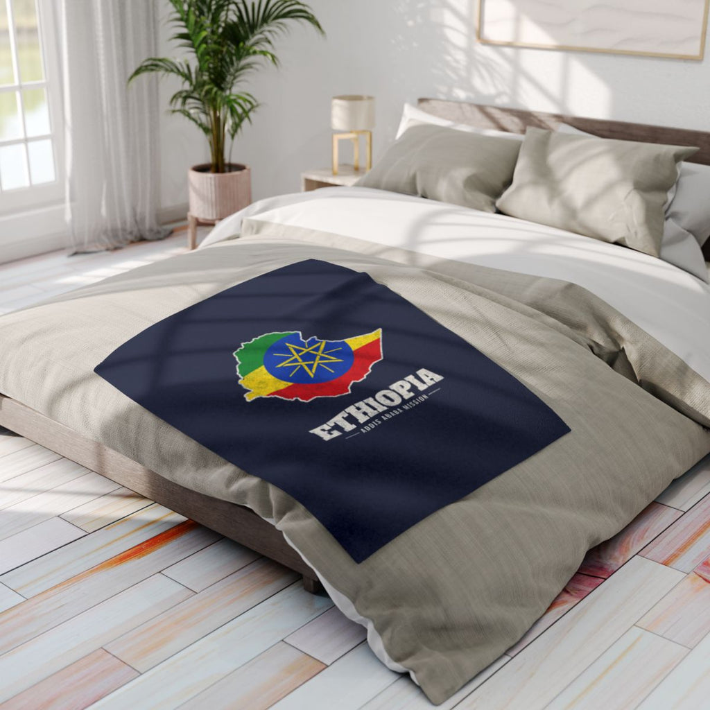 Ethiopia Addis Ababa Mission flag map fleece blanket by Weak Things view 4