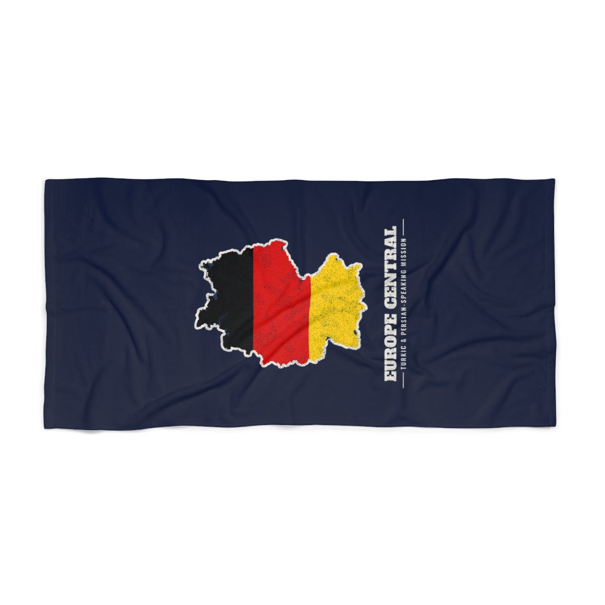 Europe Central Turkic and Persian-Speaking Mission flag map beach towel by Weak Things view 2