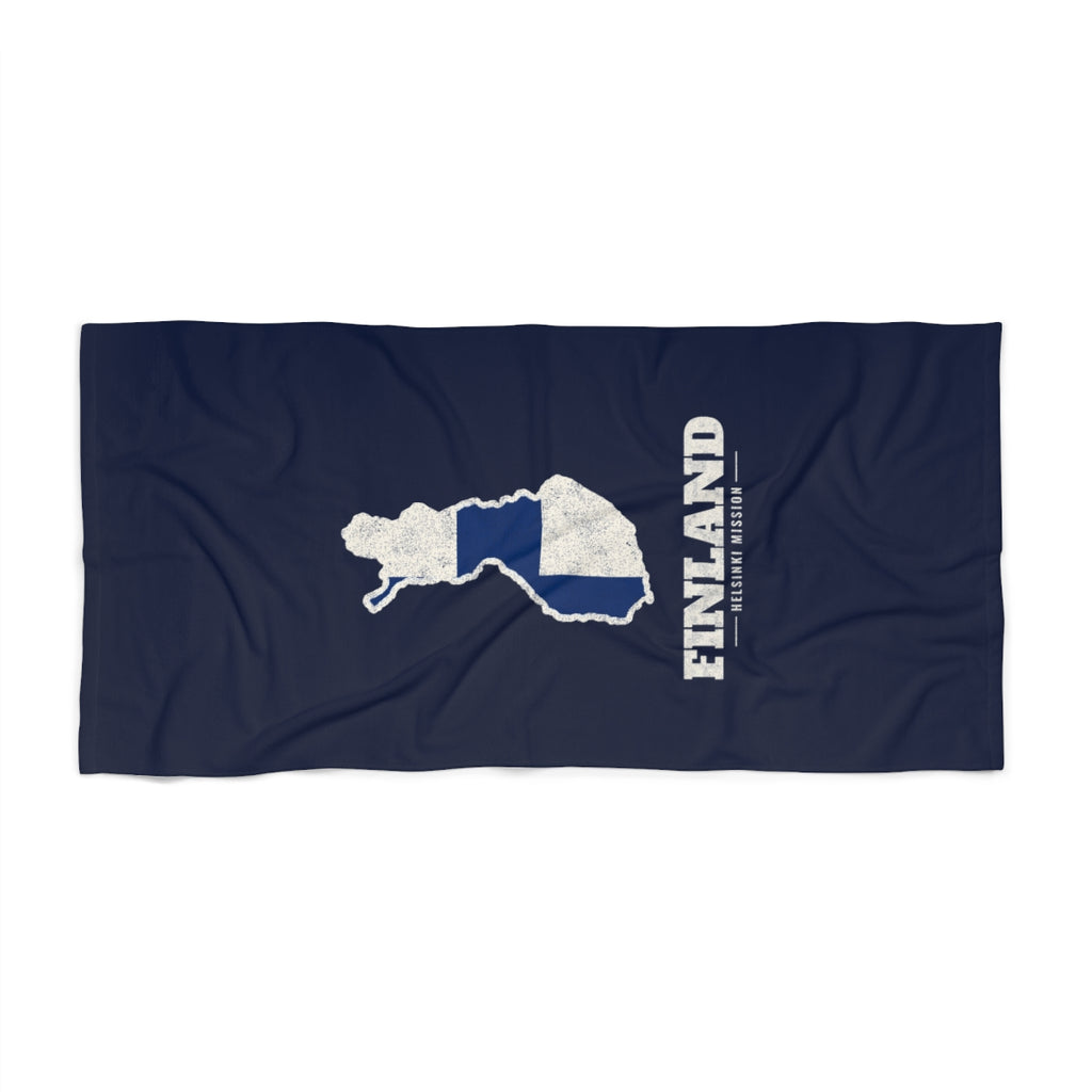 Finland Helsinki Mission flag map beach towel by Weak Things view 2
