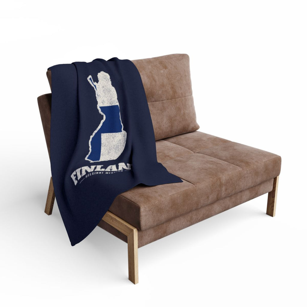 Finland Helsinki Mission flag map fleece blanket by Weak Things view 2