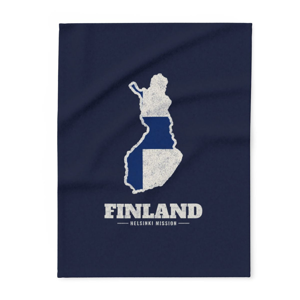 Finland Helsinki Mission flag map fleece blanket by Weak Things
