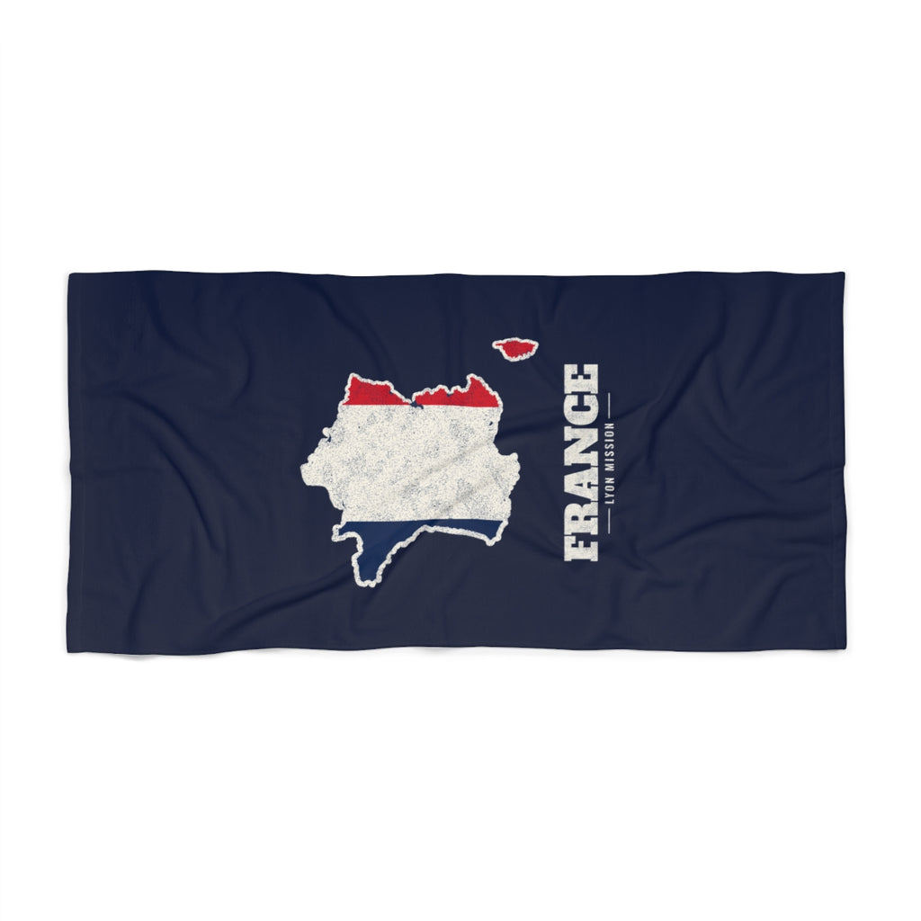 France Lyon Mission flag map beach towel by Weak Things view 2