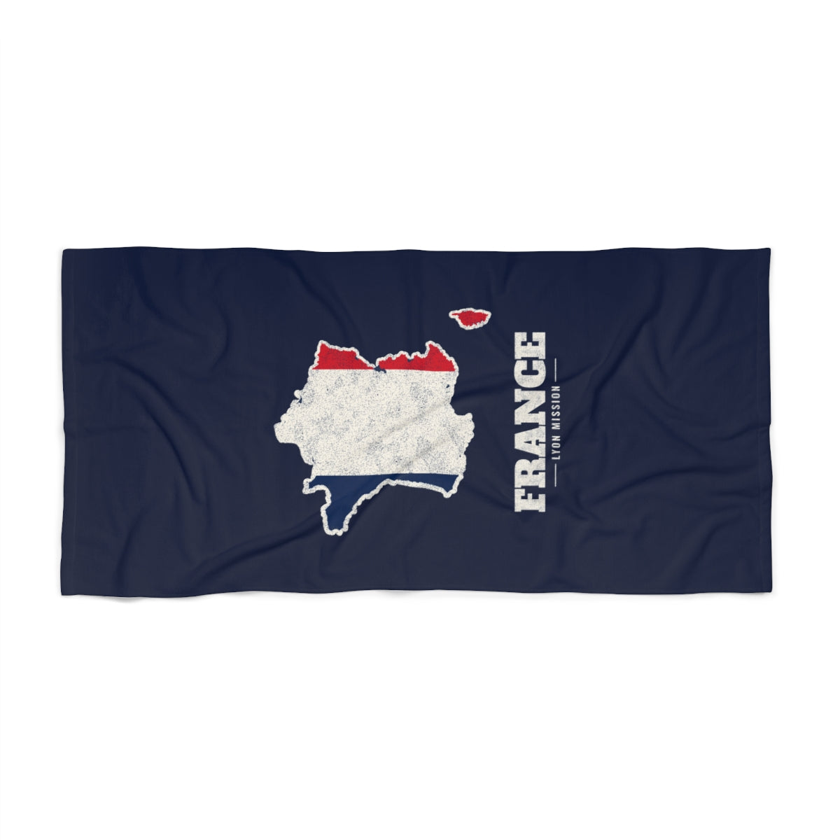 France Lyon Mission flag map beach towel by Weak Things view 2