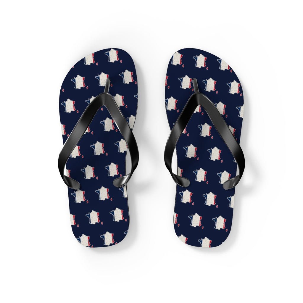 France Mission flag map flip flops by Weak Things view 2
