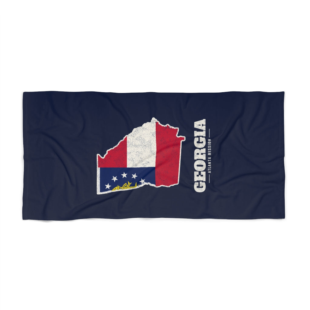 Georgia Atlanta Mission flag map beach towel by Weak Things view 2