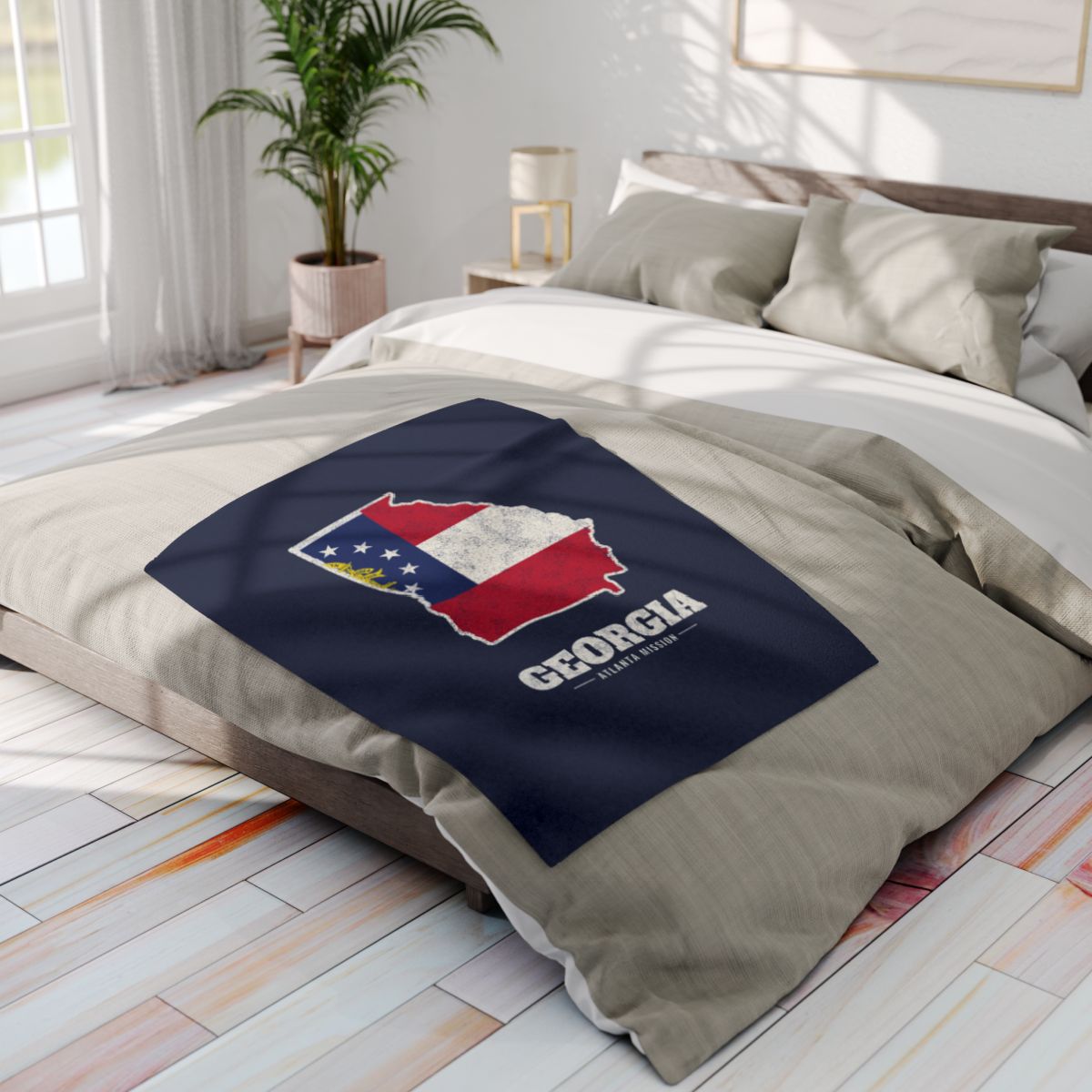 Georgia Atlanta Mission flag map fleece blanket by Weak Things view 4