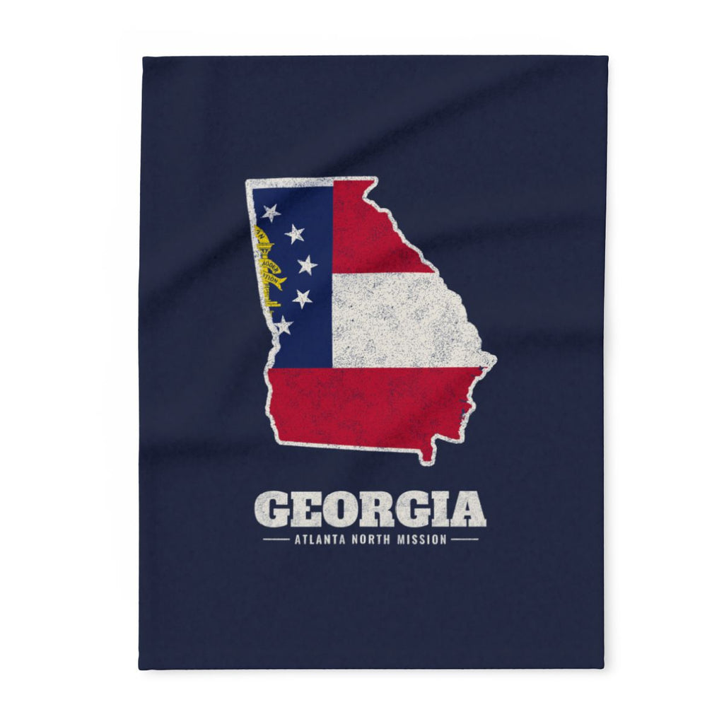 Georgia Atlanta North Mission flag map fleece blanket by Weak Things