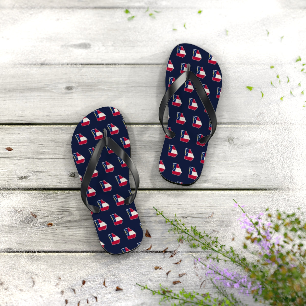 Georgia Mission flag map flip flops by Weak Things