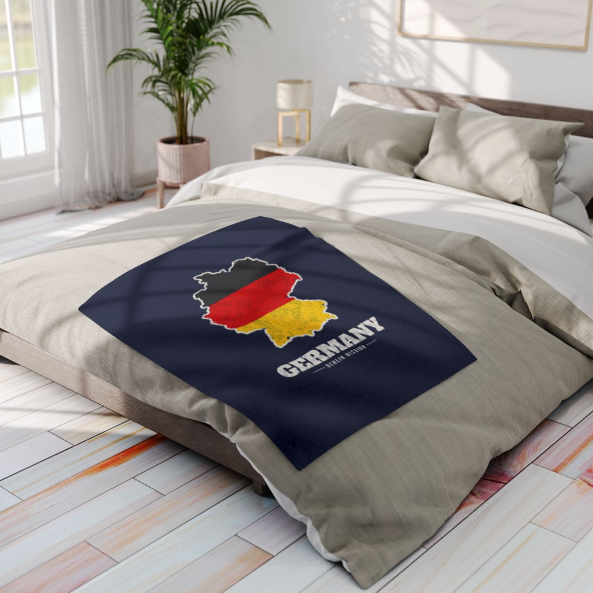 Germany Berlin Mission flag map fleece blanket by Weak Things view 4