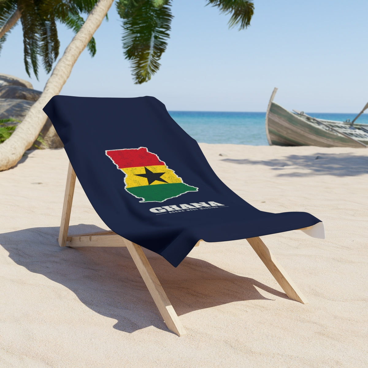 Ghana Accra West Mission flag map beach towel by Weak Things