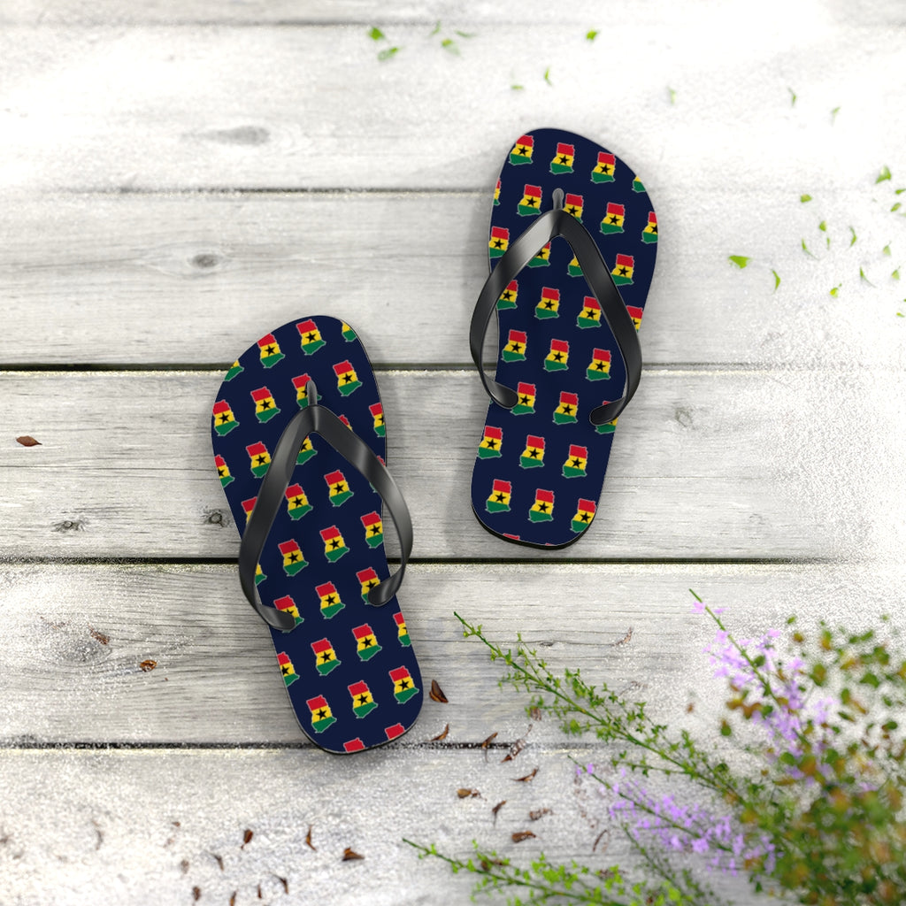 Ghana Mission flag map flip flops by Weak Things