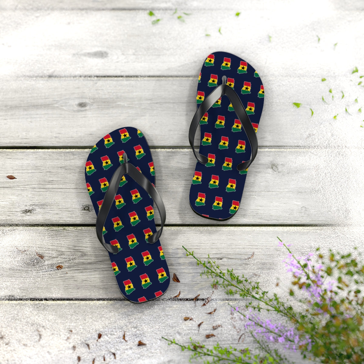 Ghana Mission flag map flip flops by Weak Things