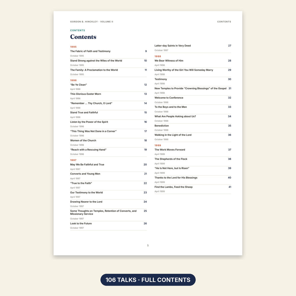 Gordon B. Hinckley Volume II contents page