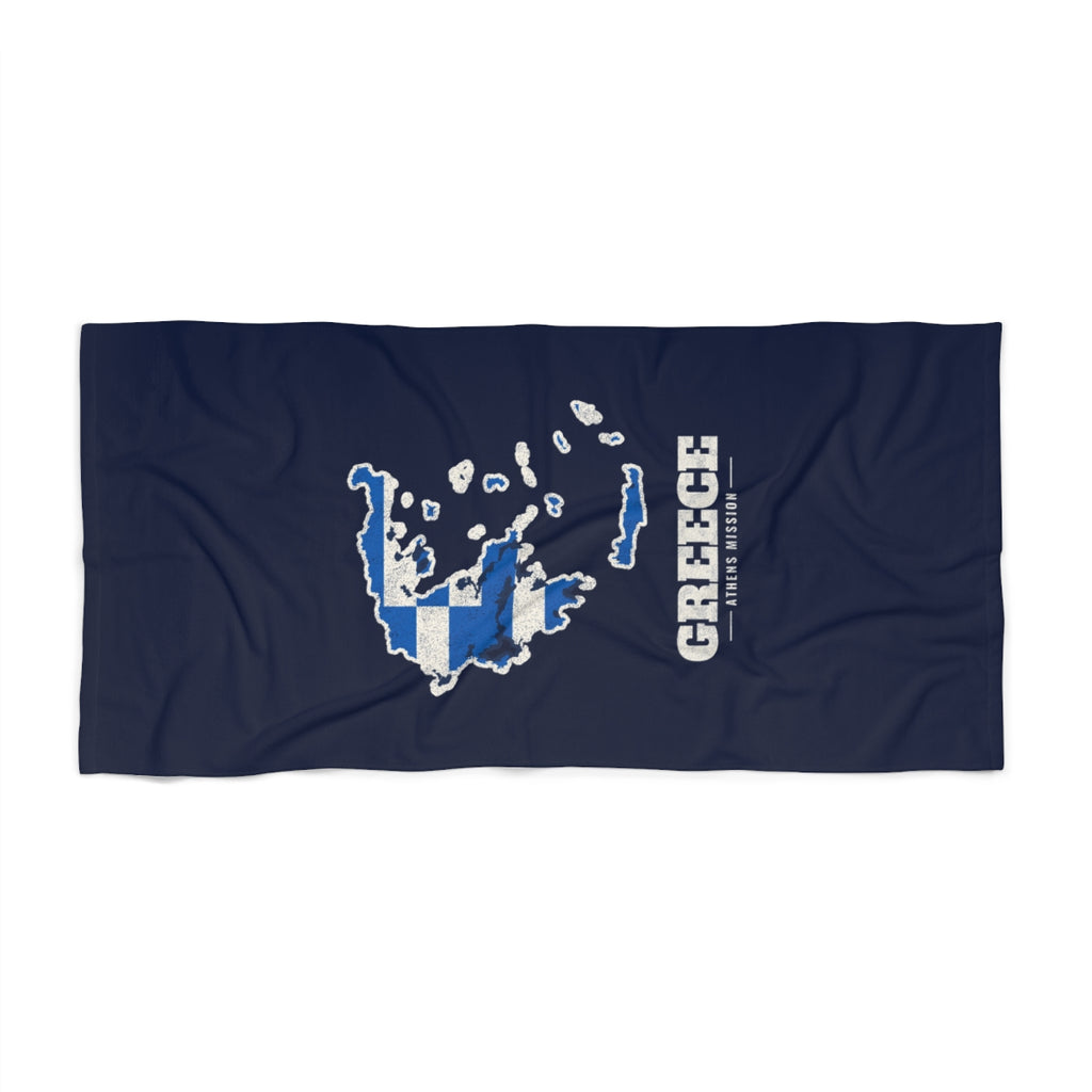 Greece Athens Mission flag map beach towel by Weak Things view 2