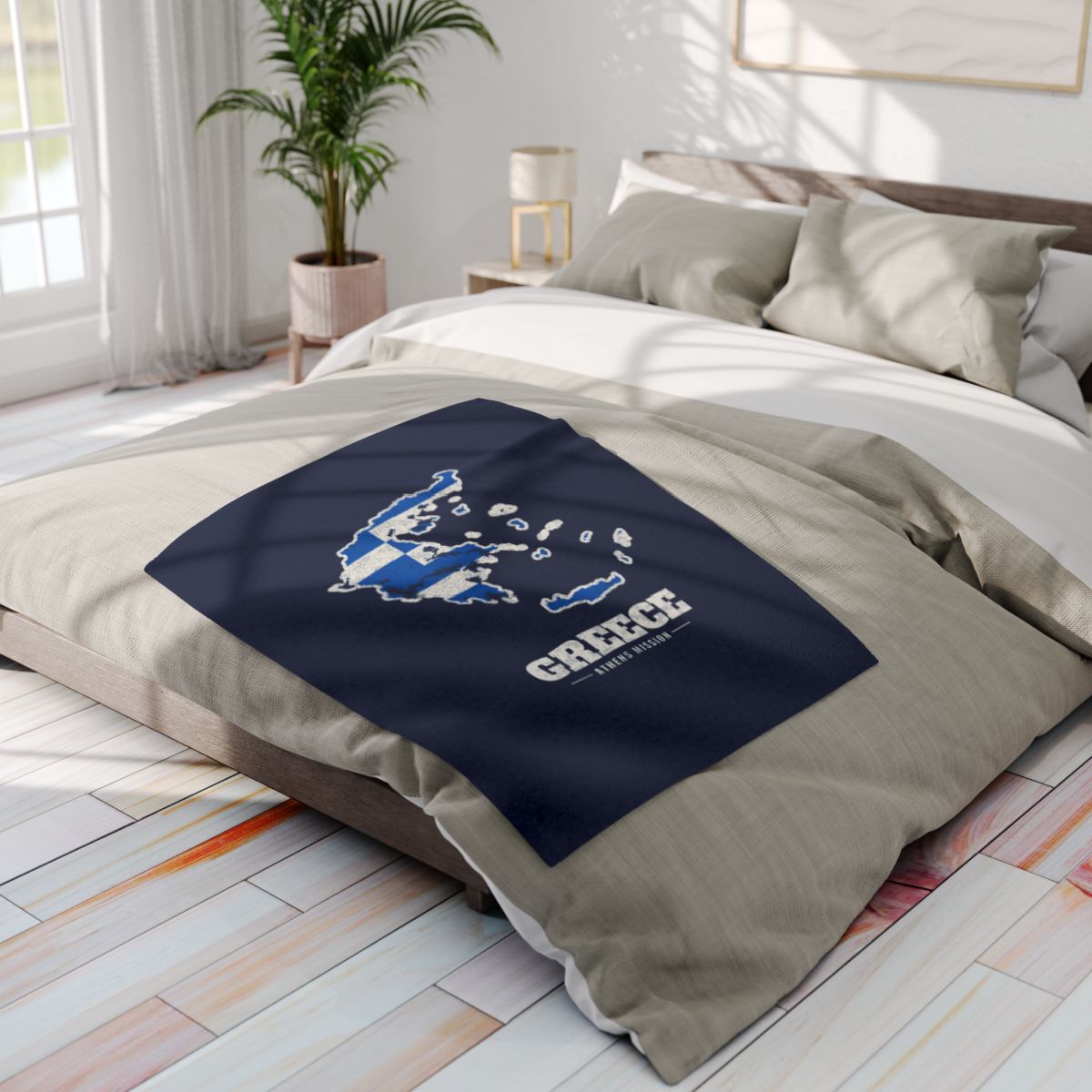 Greece Athens Mission flag map fleece blanket by Weak Things view 4