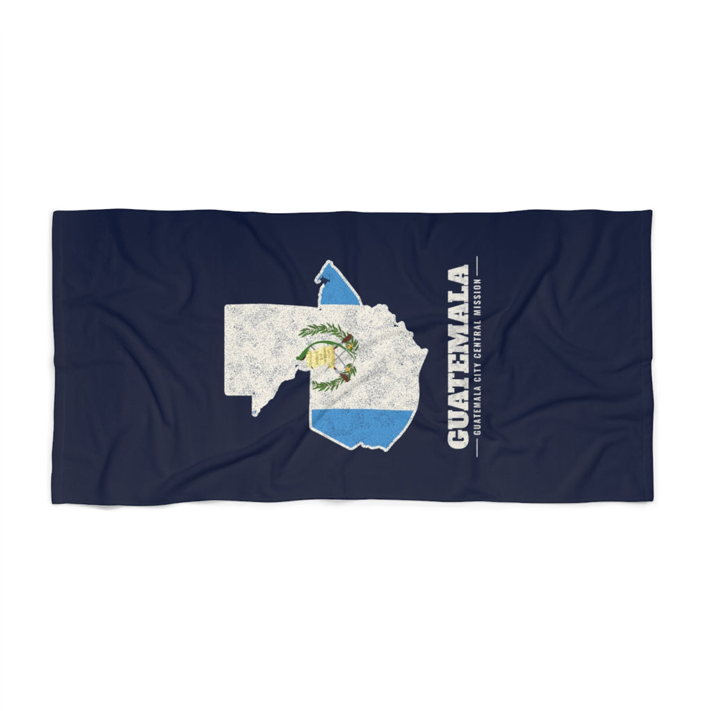 Guatemala Guatemala City Central Mission flag map beach towel by Weak Things view 2