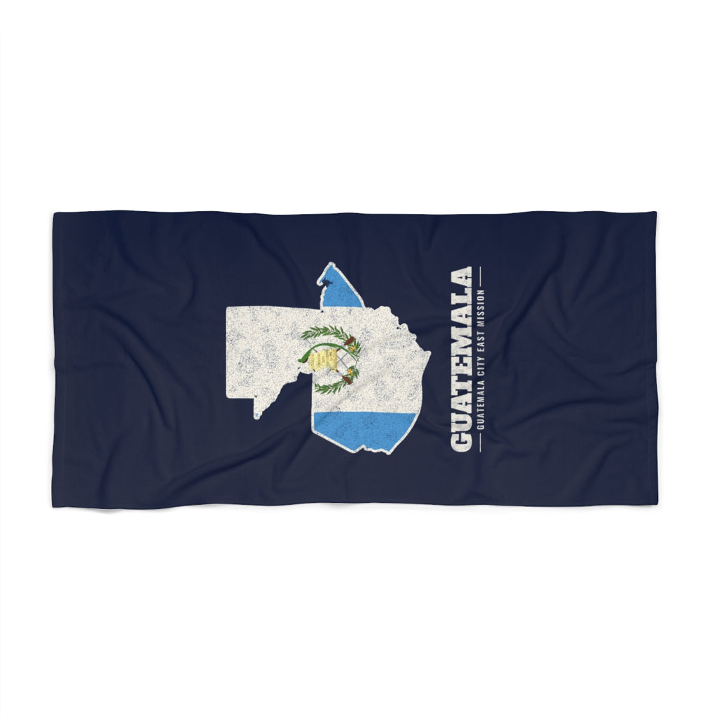 Guatemala Guatemala City East Mission flag map beach towel by Weak Things view 2