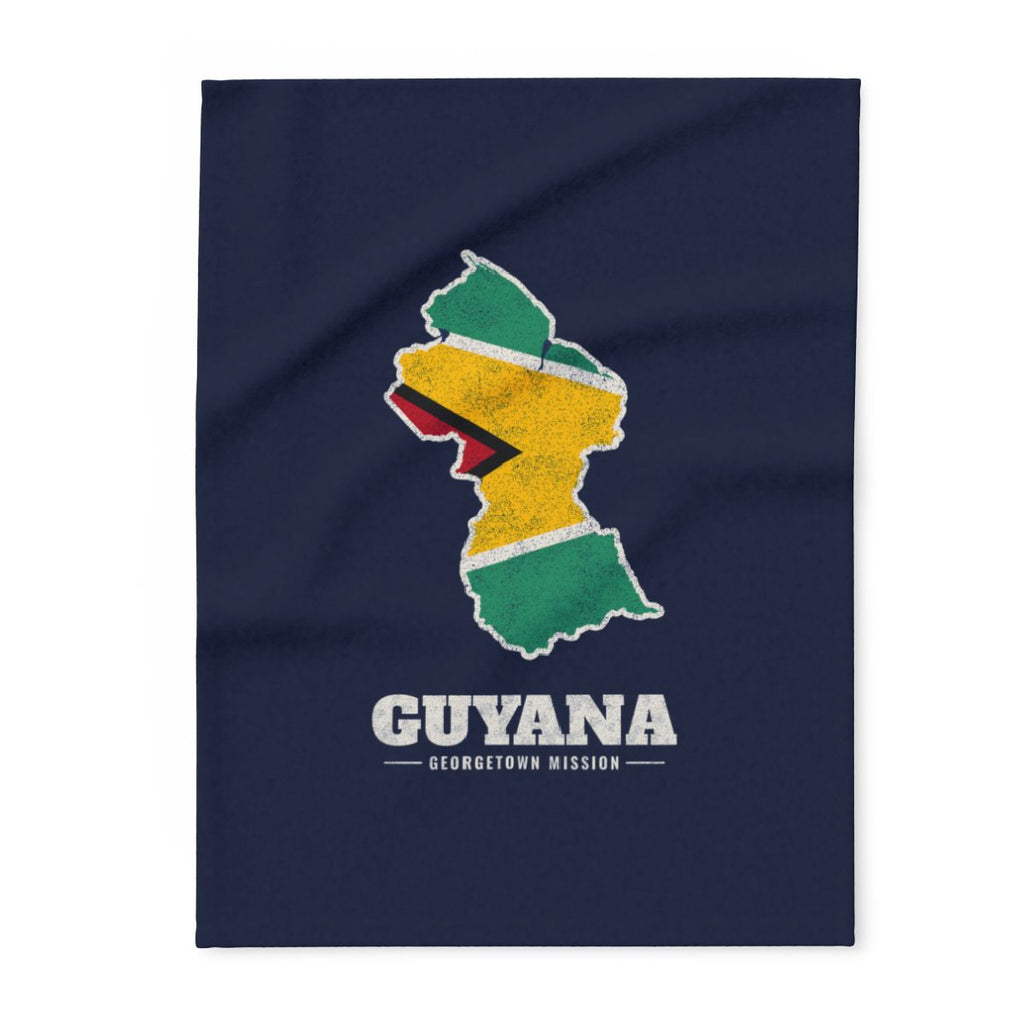Guyana Georgetown Mission flag map fleece blanket by Weak Things