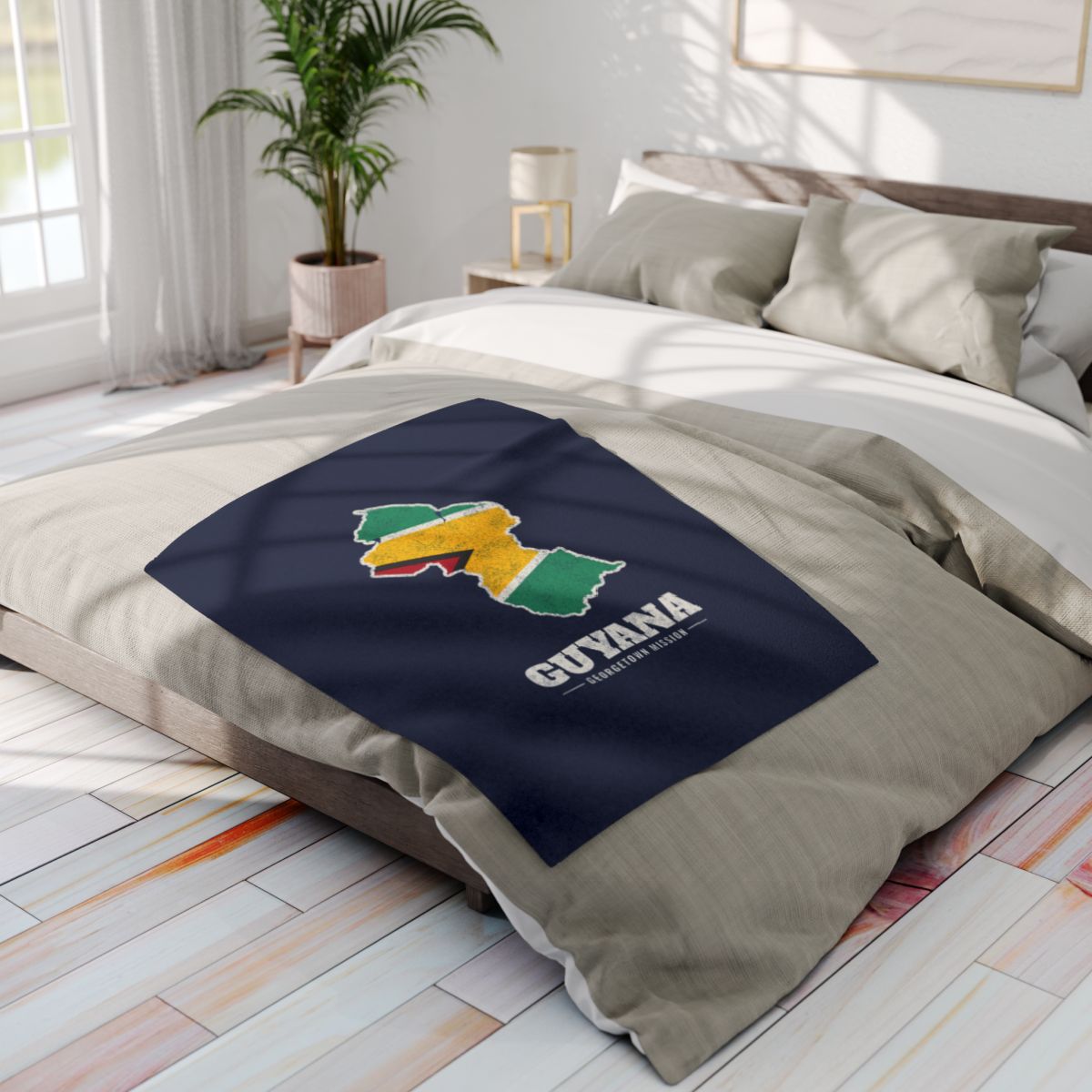 Guyana Georgetown Mission flag map fleece blanket by Weak Things view 4