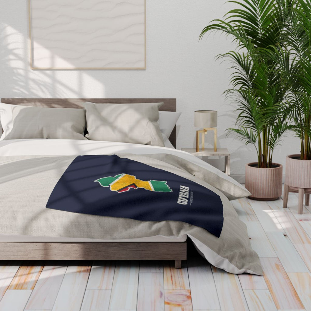 Guyana Georgetown Mission flag map fleece blanket by Weak Things view 3